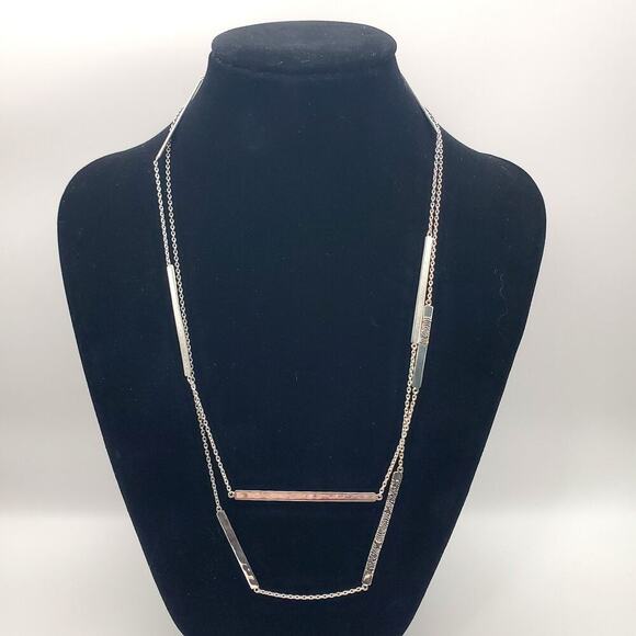 Silpada N3020 Sterling Silver Fines Lines Stamp Bars Hammered Long Layering 40" - Picture 1 of 6